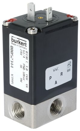 burkert 0330 3/2-way solenoid valve – stainless steel – g1/4" – 24v dc – 0330-e-04,0-cc-va-gm82-024/dc-