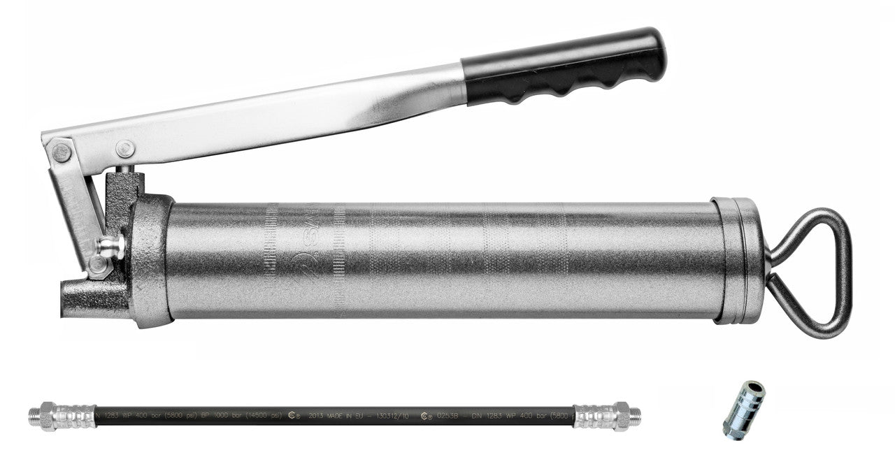 SAMOA 500cc Lever Action Grease Pump with Variable Stroke c/w Flexible Stem & 4-Jaw Connector Roladex UK