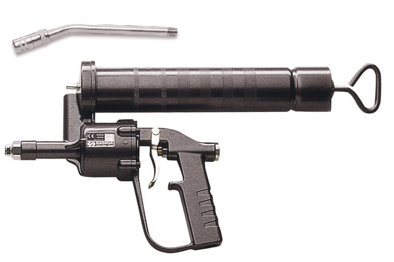 SAMOA 500cc Hand Held Air Operated Grease Pump with Rigid Stem & 4-Jaw Connector Roladex UK
