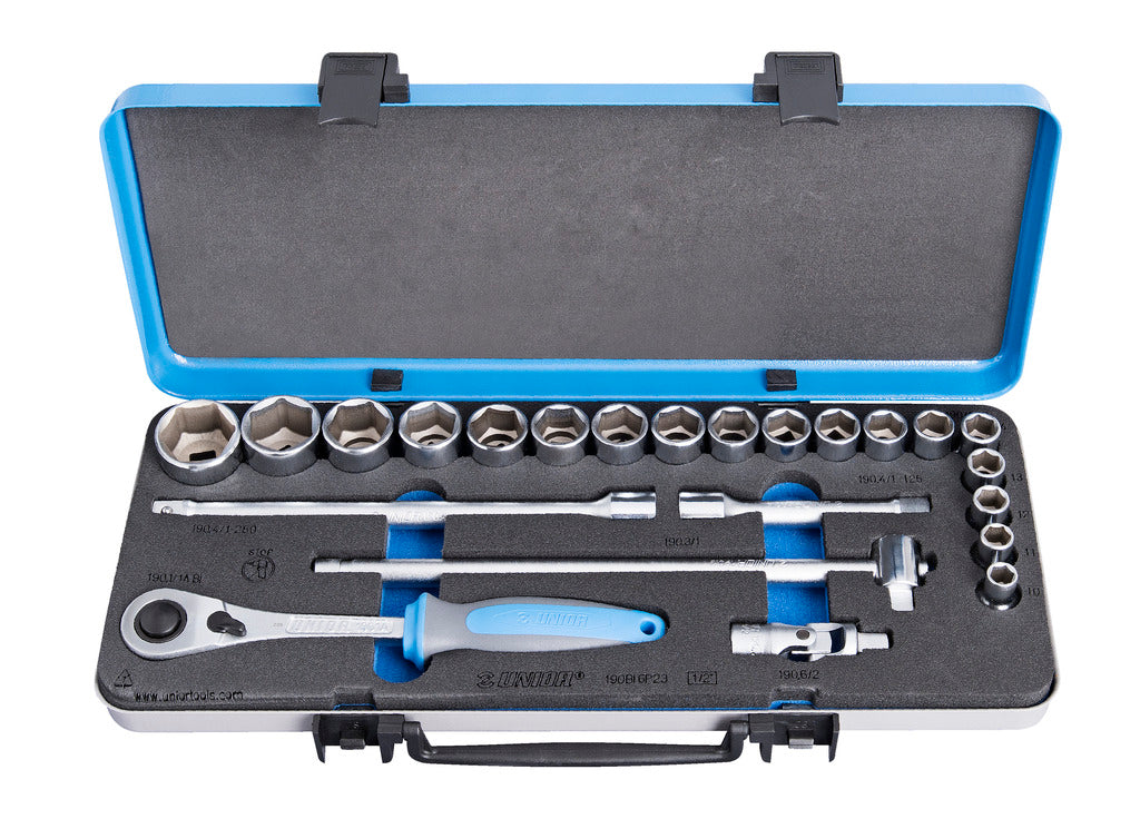 Unior | 612779 | Socket set 1/2" in metal box - 10 - 32/23