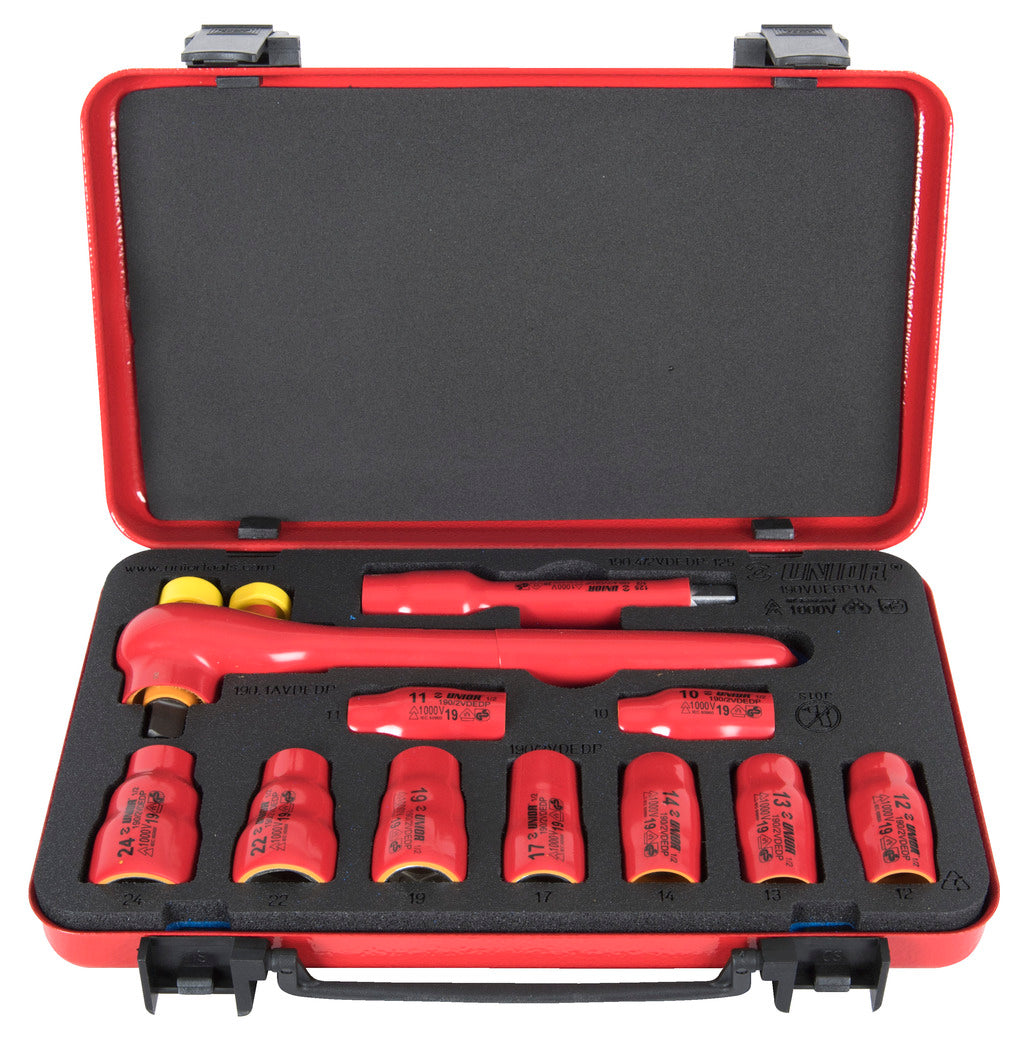 Unior | 612678 | Insulated socket set 1/2" in metal box - 10 - 24/11