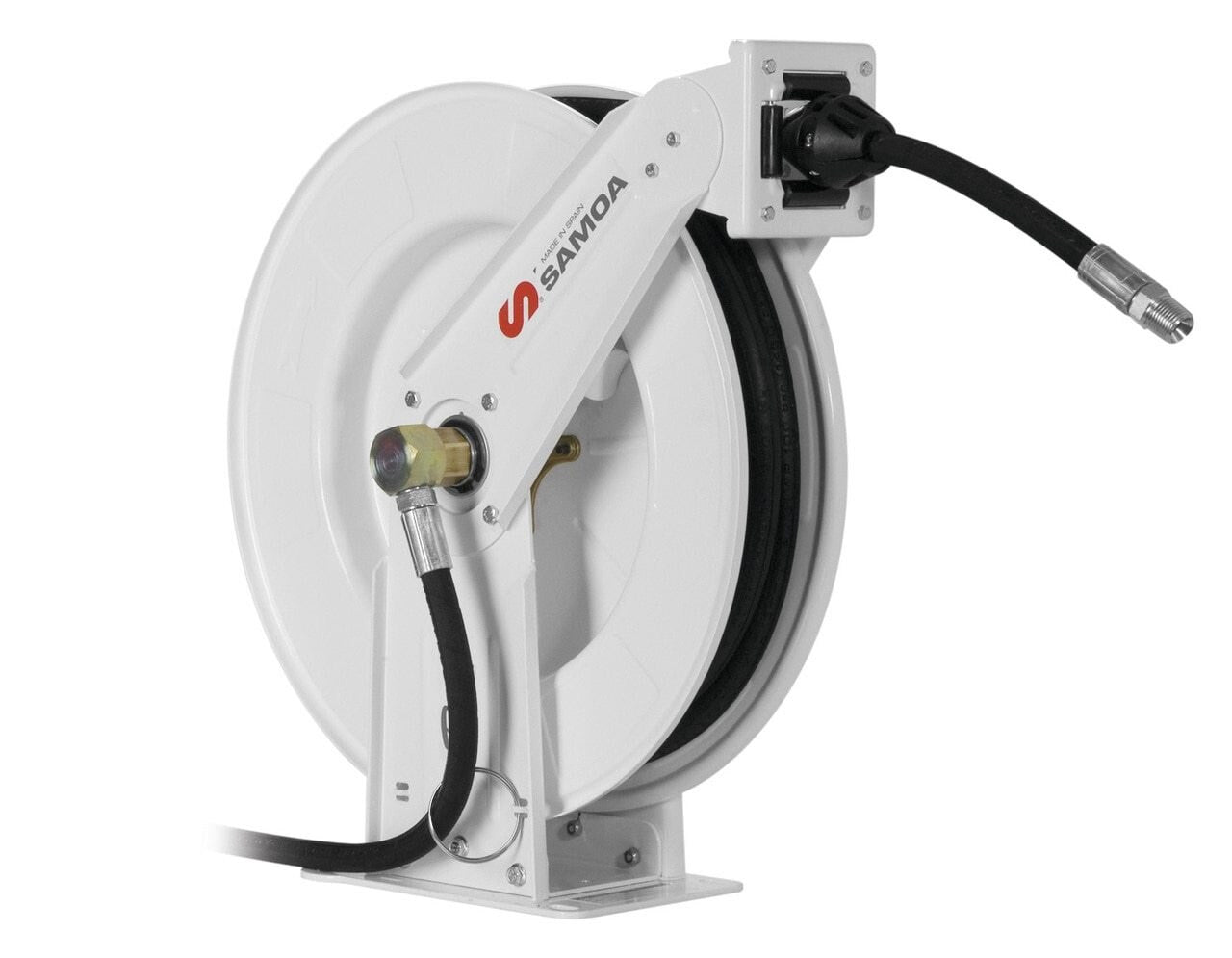 Samoa | 501300 | RM-12 Double Pedestal Double Arm Open Hose Reel for Grease & Hydraulic Fluid - 10m x 1/4"
