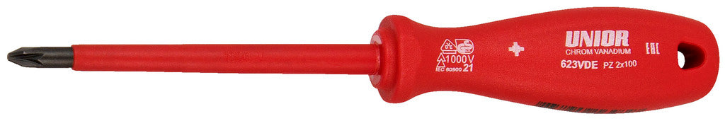 Unior | 616484 | Double-crosstip (PZ) screwdriver with insulated blade - VDE - PZ2 x 100mm