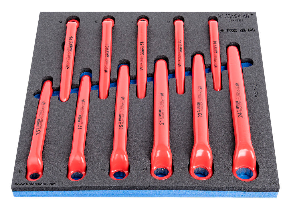Unior | 621784 | Set of insulated offset ring wrenches in SOS tool tray