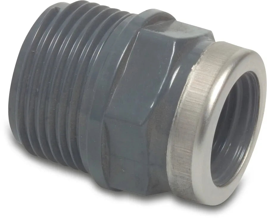 Profec NiPPle Pvc-U 1 1/4" x 1/2" Male Thread x Female Thread 10Bar Grey With Stainless Steel Ring Type Reinforced | Profec | UK Supplier | Roladex