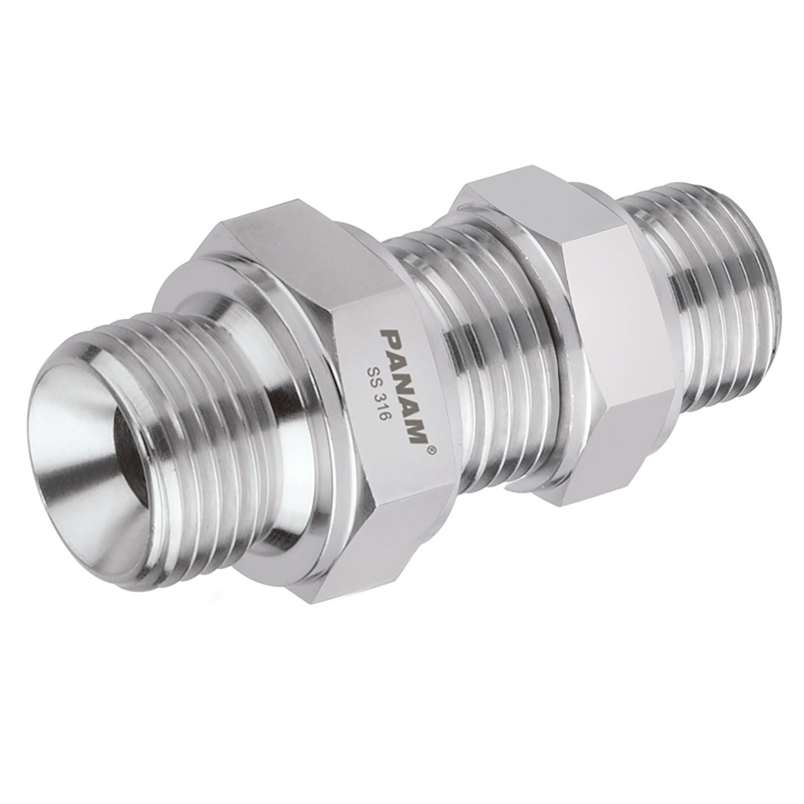 Panam 2025-2433 - 3/4" BSP Male Bulkhead+L/Nut 316 St/St