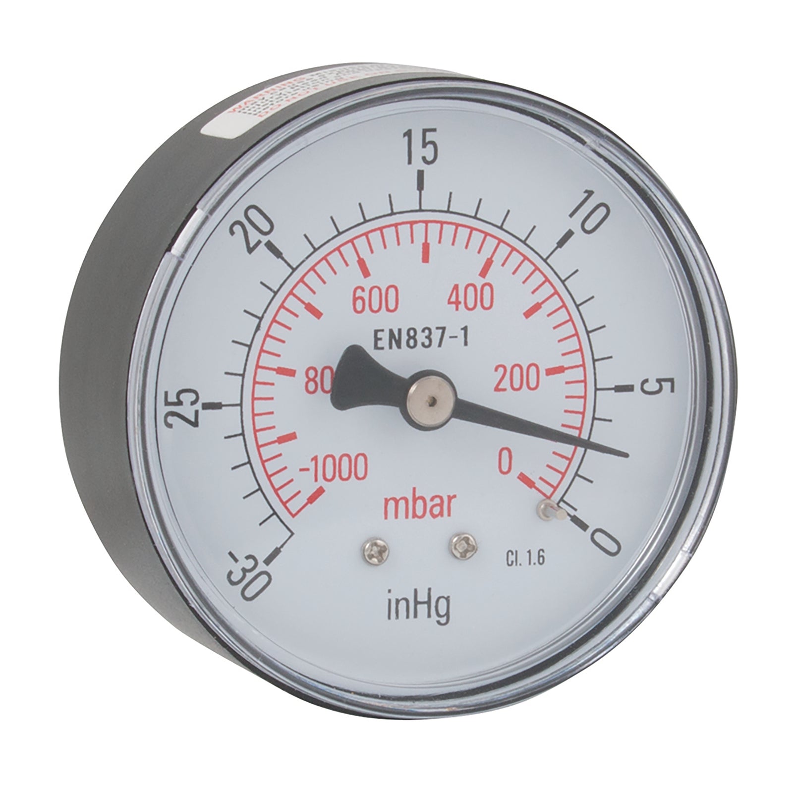 FT Pro VG63-01T - 1/4"BSPT 63mm Vacuum Cntr Bk Cnnct Gauge