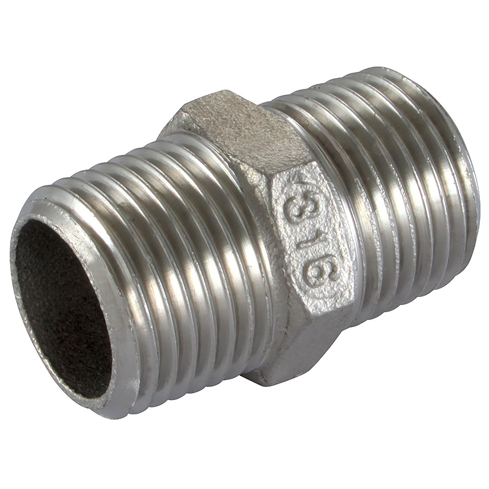 Haitima HN-18 - St.Steel Equal Hex Nipple 1/8" BSPTmale