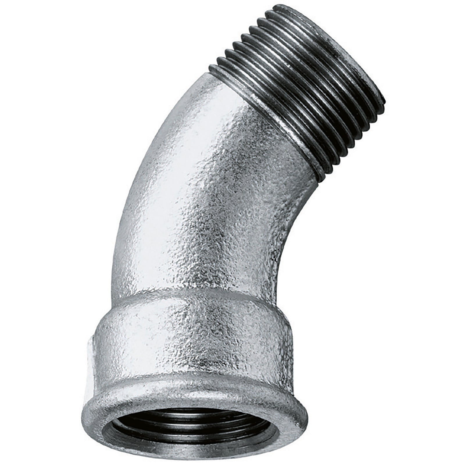 GF GF40-12 - 1/2" BSP/T Male/Fem 45° Bend Galvanised 40G