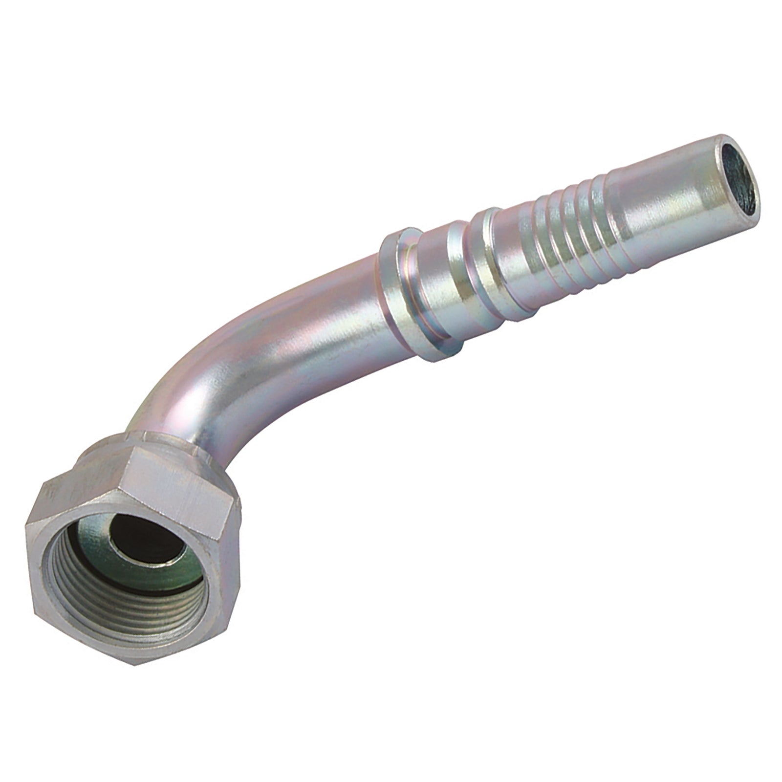 FT Pro JMORFSF901212CF - 1.3/16" Orfs Female Interlock 90° Swept Elbow 3/4" Hose ID