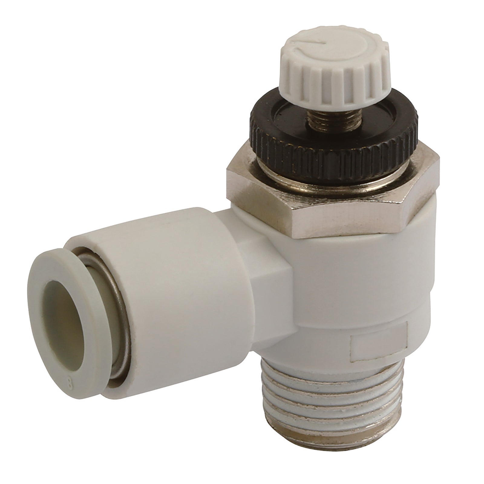 FT Pro K-1211F-M5-06 - M5 X 6mm OD Flow Control Elbow Meter In
