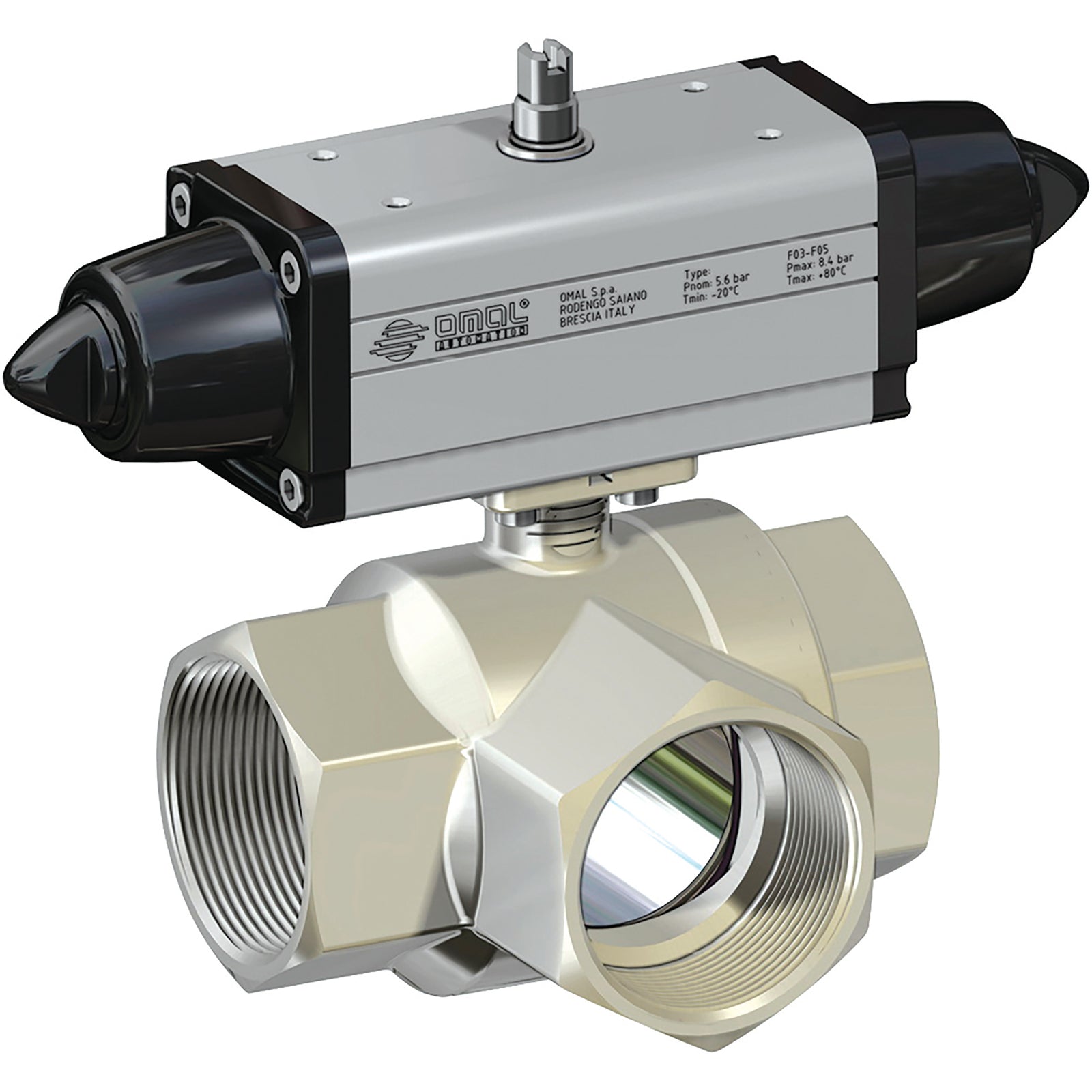 Omal S153H006 - 1" BSP Spring/Act/Spr Return 3-Way L
