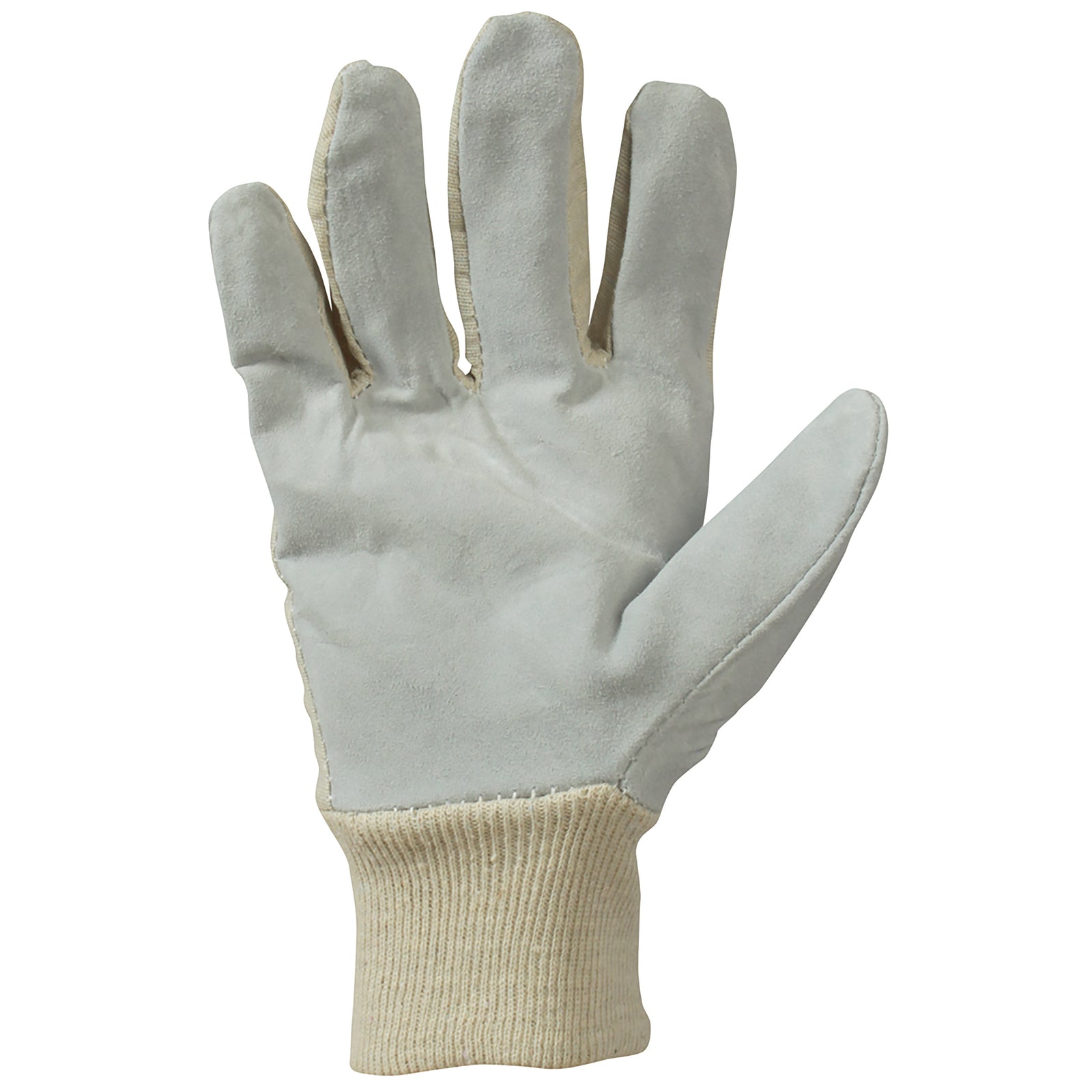 Non-branded '1230100 - Men Cott/Chrome Leather Gloves Knitwrist