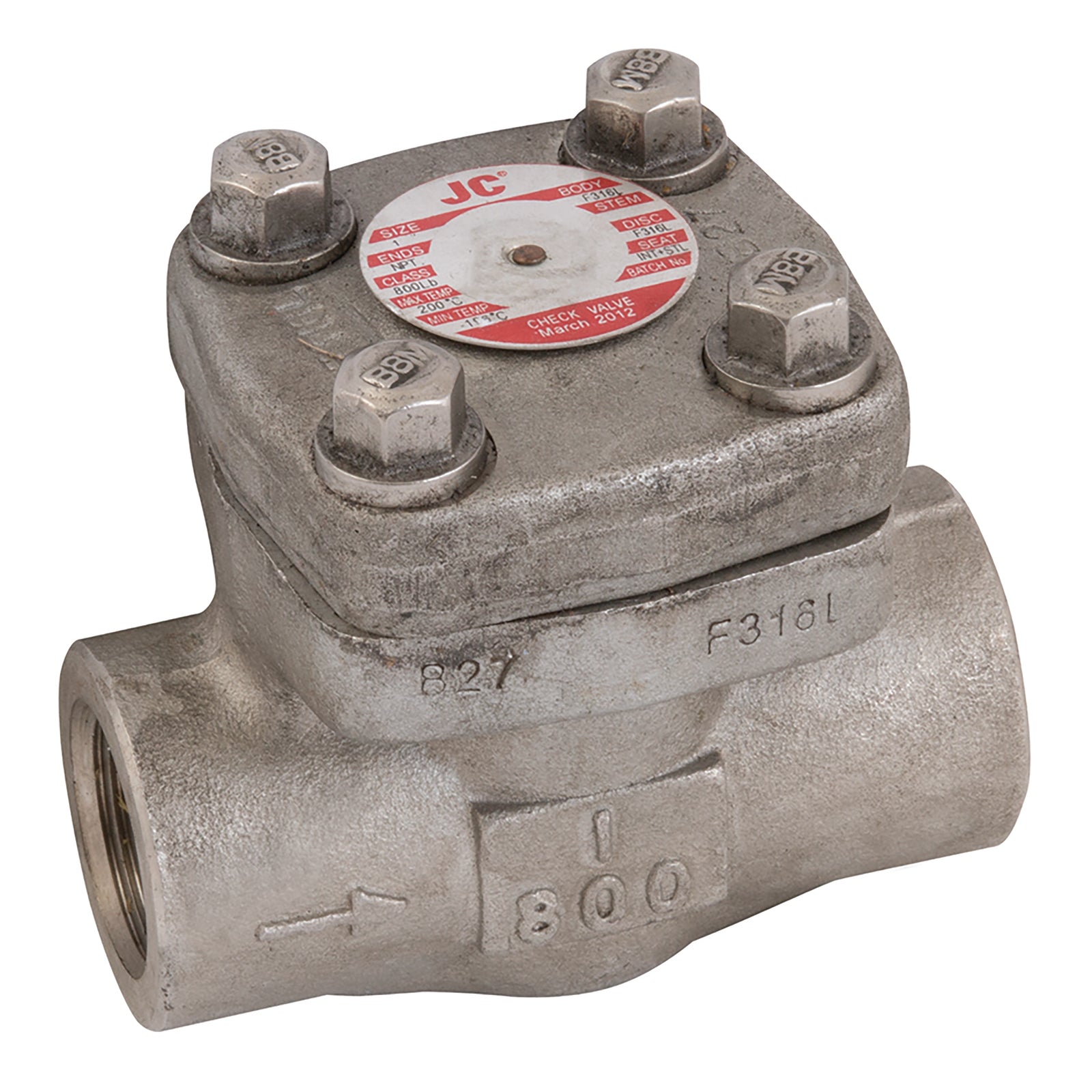 ICP Valves C800S-1 - 1" Npt #800 Piston Check Valve 316L