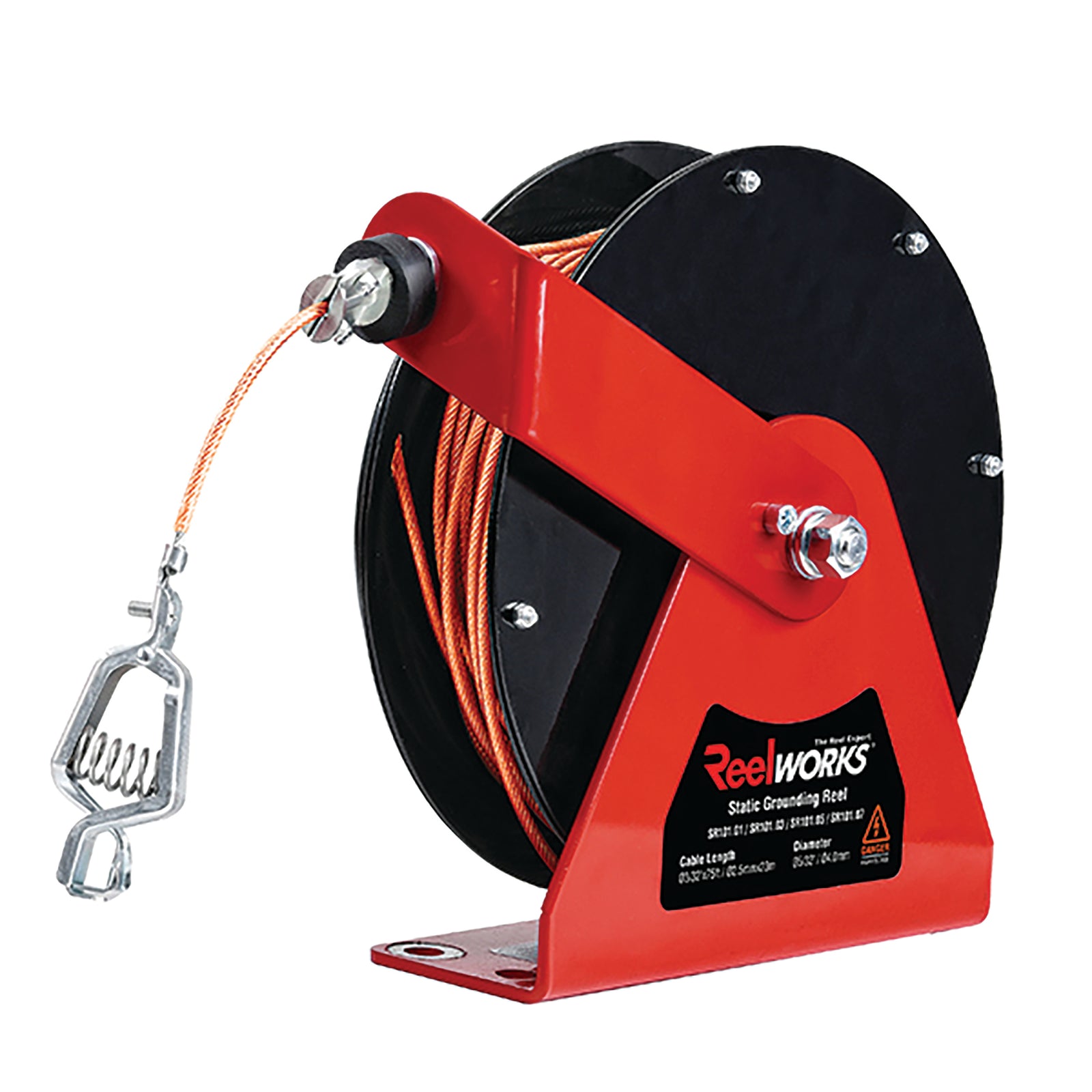 FT Pro SR101-01 - Industrial Heavy Duty Static Grounding Reel Provides Convenient, Hose Capacity: 100' / 30M, Hose ID: 3/4"
