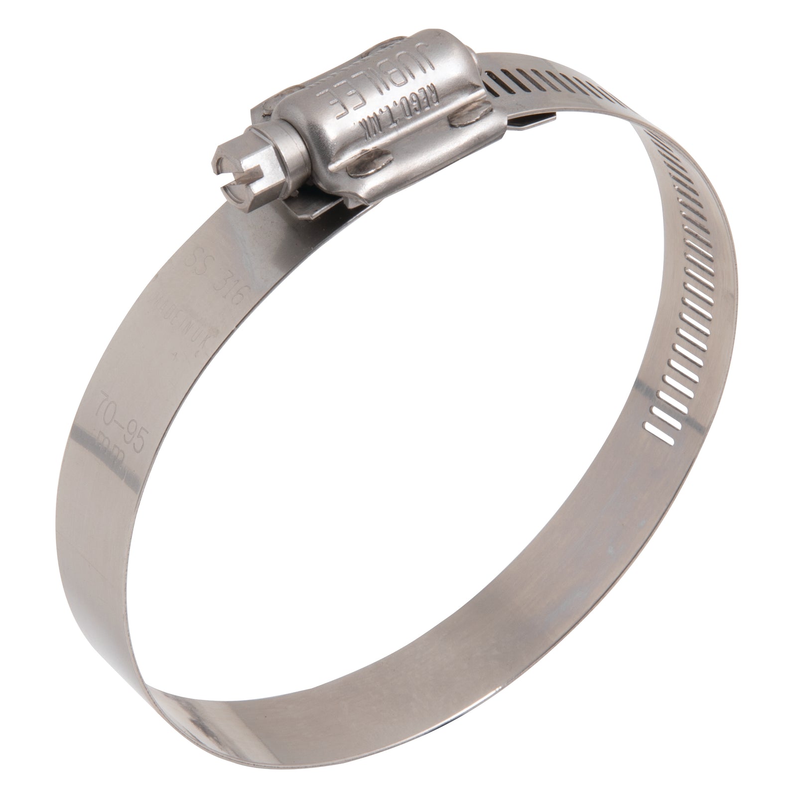 Jubilee HT080SS316 - 60-80mm Stainless Steel 316, High Torque, 15.7 Band Width, 0.7 Band Thickness, 11.9Nm Recommended Torque,