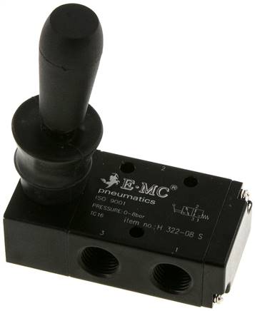 H 322-08 S EMC 3/2-way hand lever valve, spring return, g 1/4"