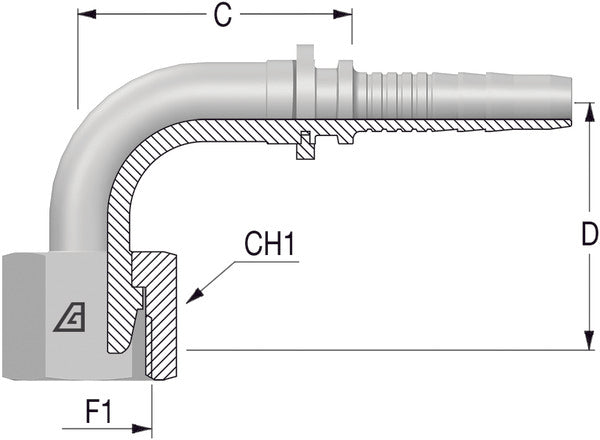 Female 90deg M18-1.5 x 3/8 Hose OG 60