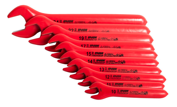 Set of insulated open end wrenches in carton box, 10 - 24/10