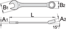 Combination wrench, long type, 15
