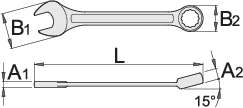 Combination wrench, long type, 15