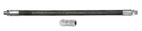 SAMOA 2000mm Double Steel Braided Grease Outlet Hose with 4 Jaw Connector - 1/8" NPT (MM) – Roladex UK