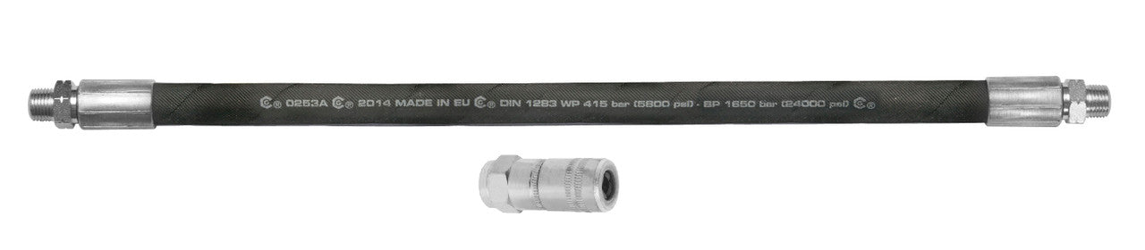 SAMOA 400mm Double Steel Braided Grease Outlet Hose with 4 Jaw Connector - 1/8" NPT (MM)  Roladex UK