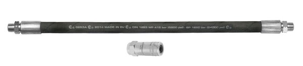 SAMOA 400mm Double Steel Braided Grease Outlet Hose with 4 Jaw Connector - 1/8" NPT (MM) – Roladex UK