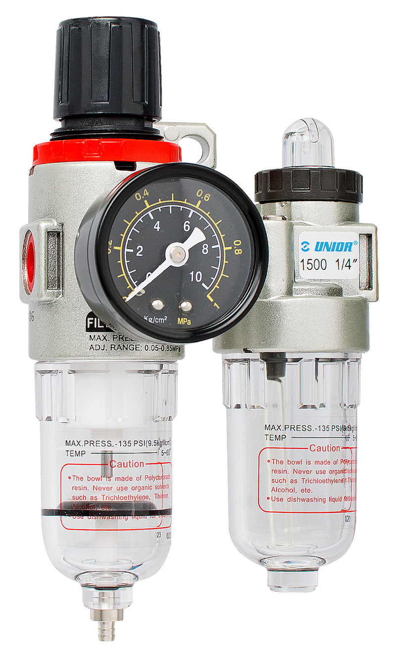 Pneumatic filter regulator and lubricator 1/4", 90