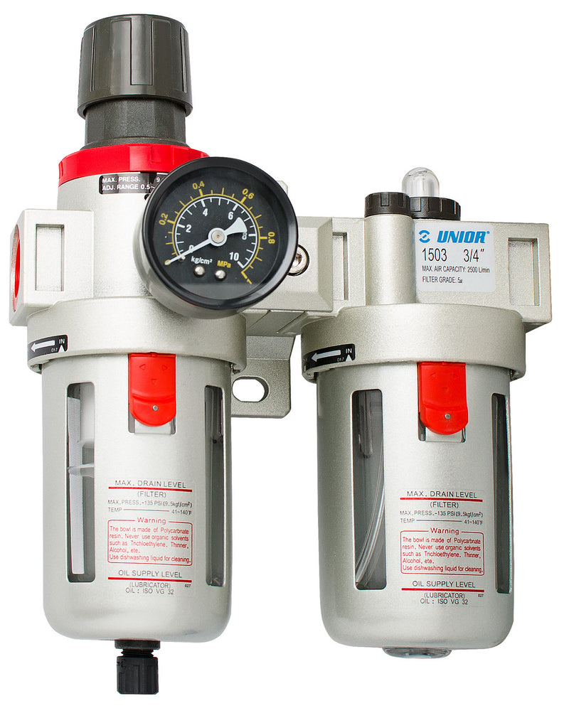 Pneumatic filter regulator and lubricator 3/4", 190