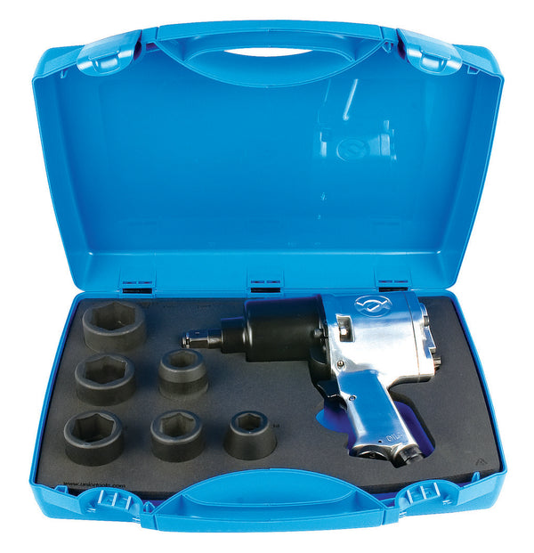 Impact wrench and socket set 3/4" in plastic box, /7