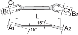 Offset open ring wrench, 17 x 19