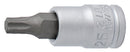 Screwdriver socket with TX profile 1/4", TX 10