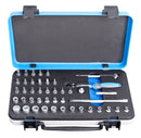Socket set 1/4" in metal box, 44