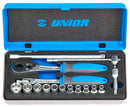 Socket set 1/4" in metal box, 4 - 13/16