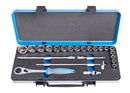 Socket set 1/2" in metal box, 10 - 32/23