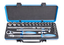 Socket set 1/2" in metal box, 10 - 32/24