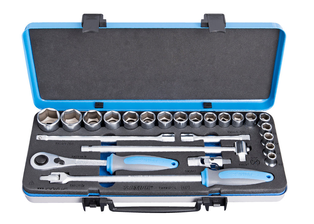 Unior | 611939 | Socket set 1/2" in metal box - 10 - 32/24