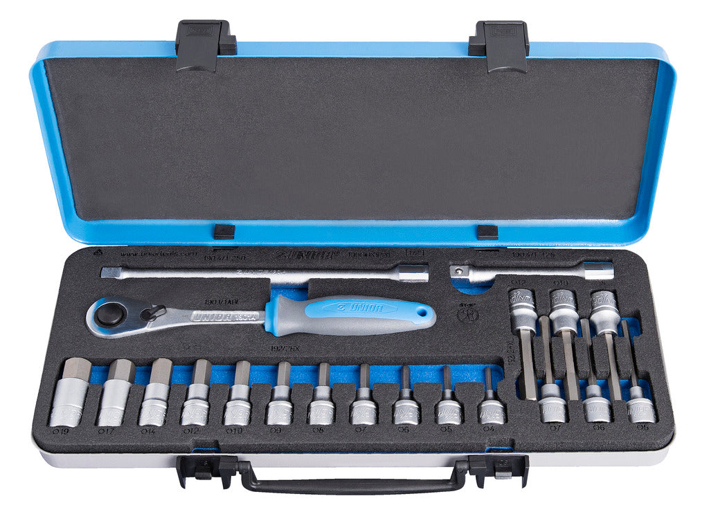 Unior | 611946 | Socket set 1/2" in metal box - /20