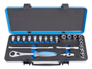 Unior | 611945 | Socket set 1/2" in metal box - /22