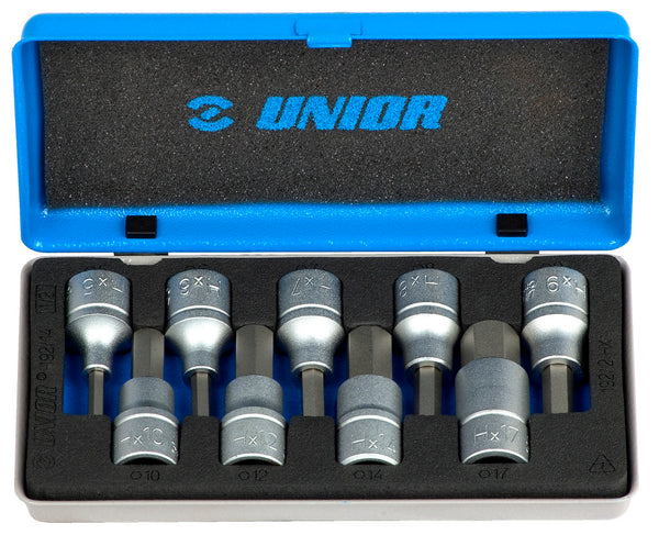 Hexagonal screwdriver socket set 1/2" in metal box, /9