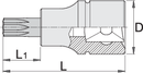 Screwdriver socket 1/2" with TX profile, TX 50