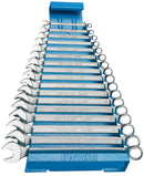 Set of combination wrenches, long type on metal stand, 6 - 22/17