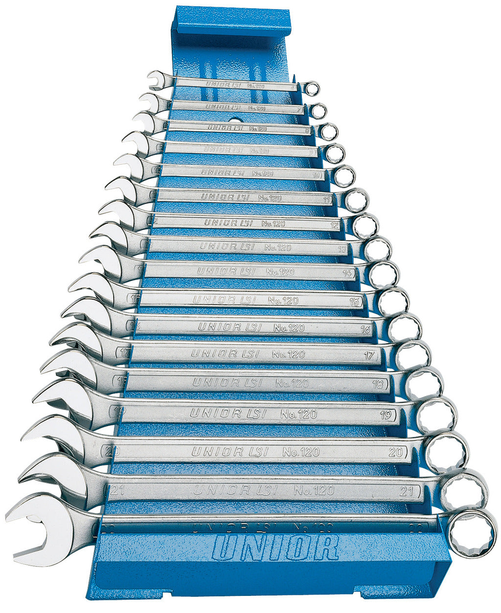 Unior | 605537 | Set of combination wrenches - long type on metal stand - 6 - 22/17