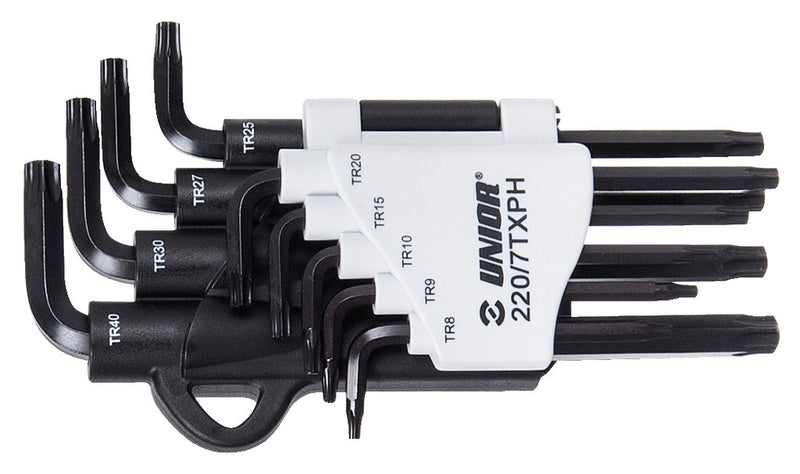 Set of wrenches with TX profile and hole in plastic clip, TR9 - 40/8