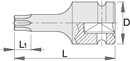 Impact screwdriver socket 1/2" with TX profile, TX 50
