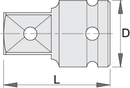 Impact adaptor 1", 1" - 3/4"
