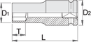 Impact socket 1", long type, 6 point, 46