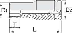 Unior | 616773 | Impact socket 1" - long type - 6 point - 27mm