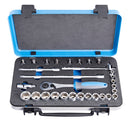 Socket set 3/8" in metal box, /30